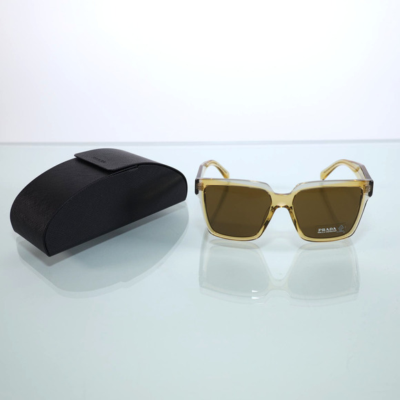 Prada Square Oversized Sunglasses - Ocher-Crystal Grey/Dark Brown - NIB - Picture 10 of 10